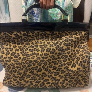 Diane Von Furstenberg Leopard Print Tote with Black Handles